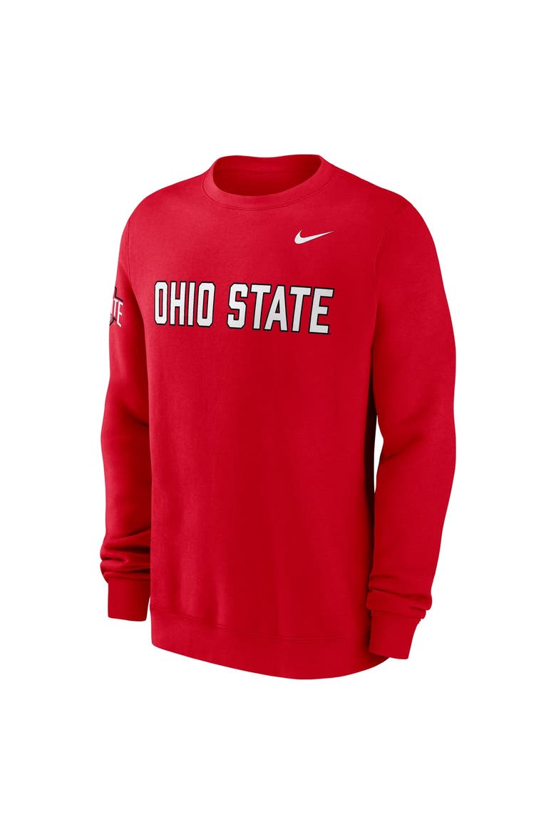 Men's Nike Scarlet Ohio State Buckeyes 2026 Sideline Club Sweatshirt, Alternate, color, Scarlet