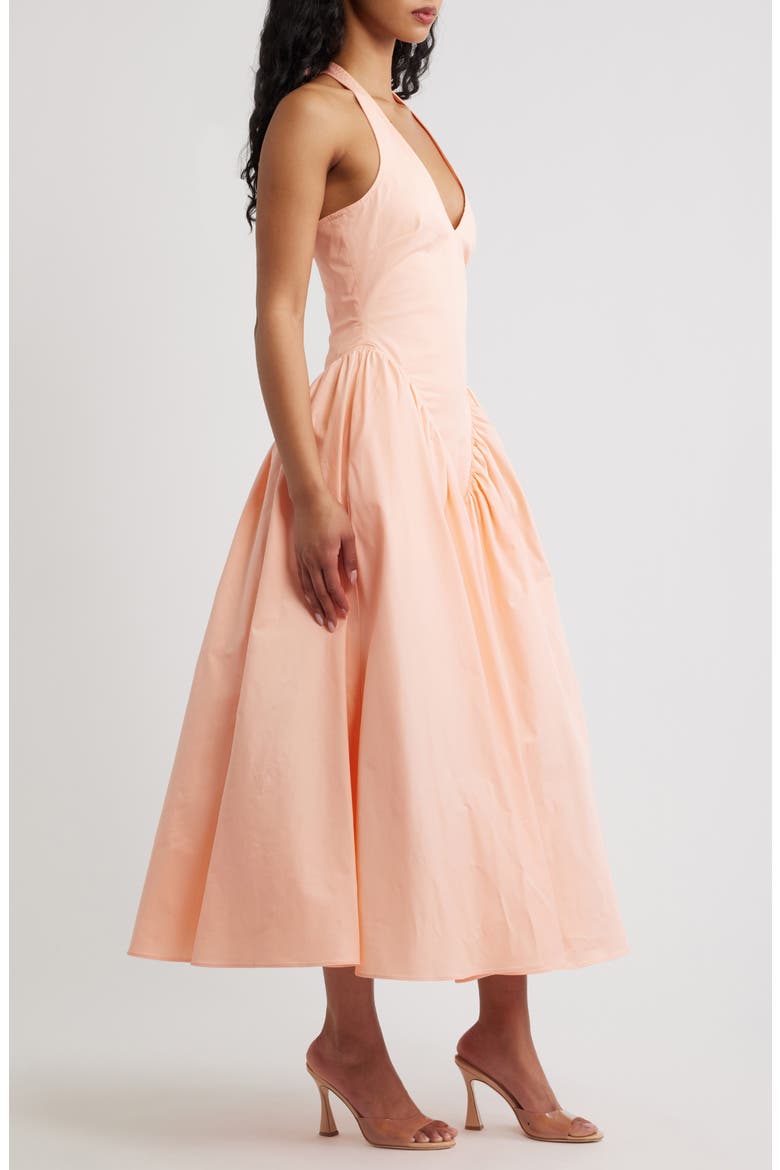 Marilyn Halter Stretch Cotton Midi Sundress, Alternate, color, PEACH
