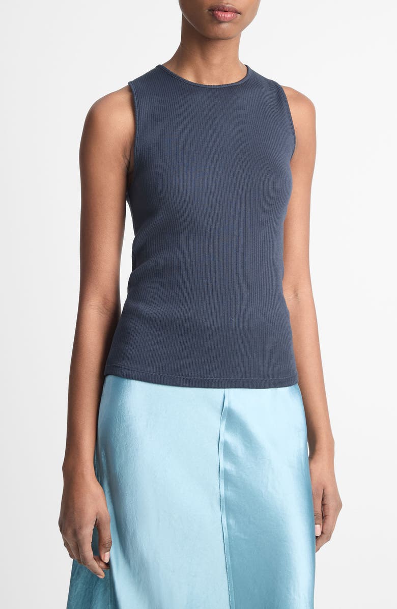 Vince Sleeveless Cotton Rib Shell, Alternate, color, 