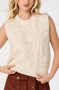 ASTR the Label Edlyn Patchwork Cable Knit Sweater Vest