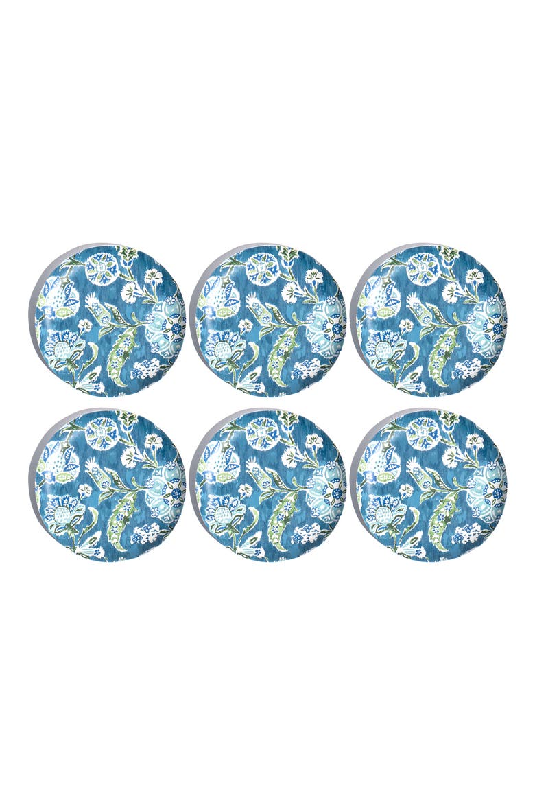 Hana Ikat Set of Six Melamine Salad Pates, Main, color, BLUE