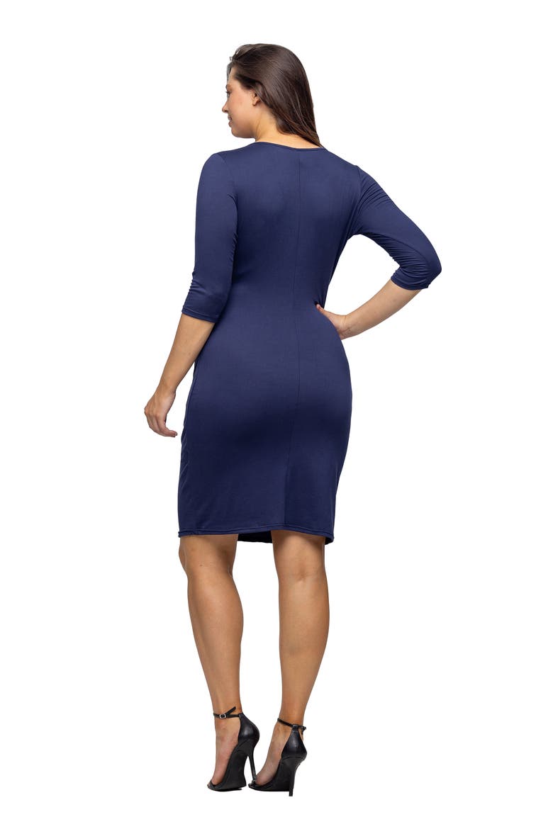 Draped in Style Knee Length V-neck Dress, Alternate, color, Navy