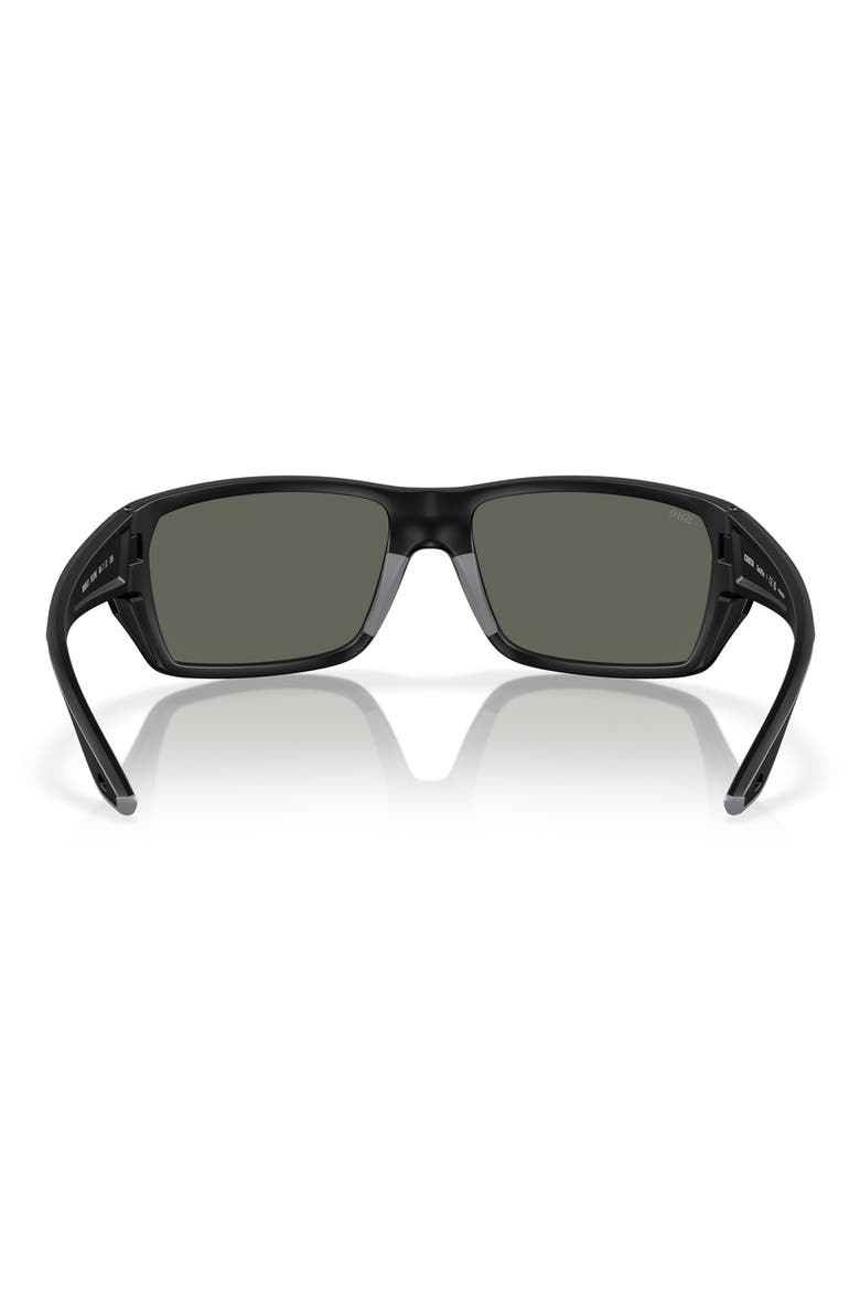 Tailfin 60mm Polarized Rectangular Sunglasses, Alternate, color, MATTE BLACK