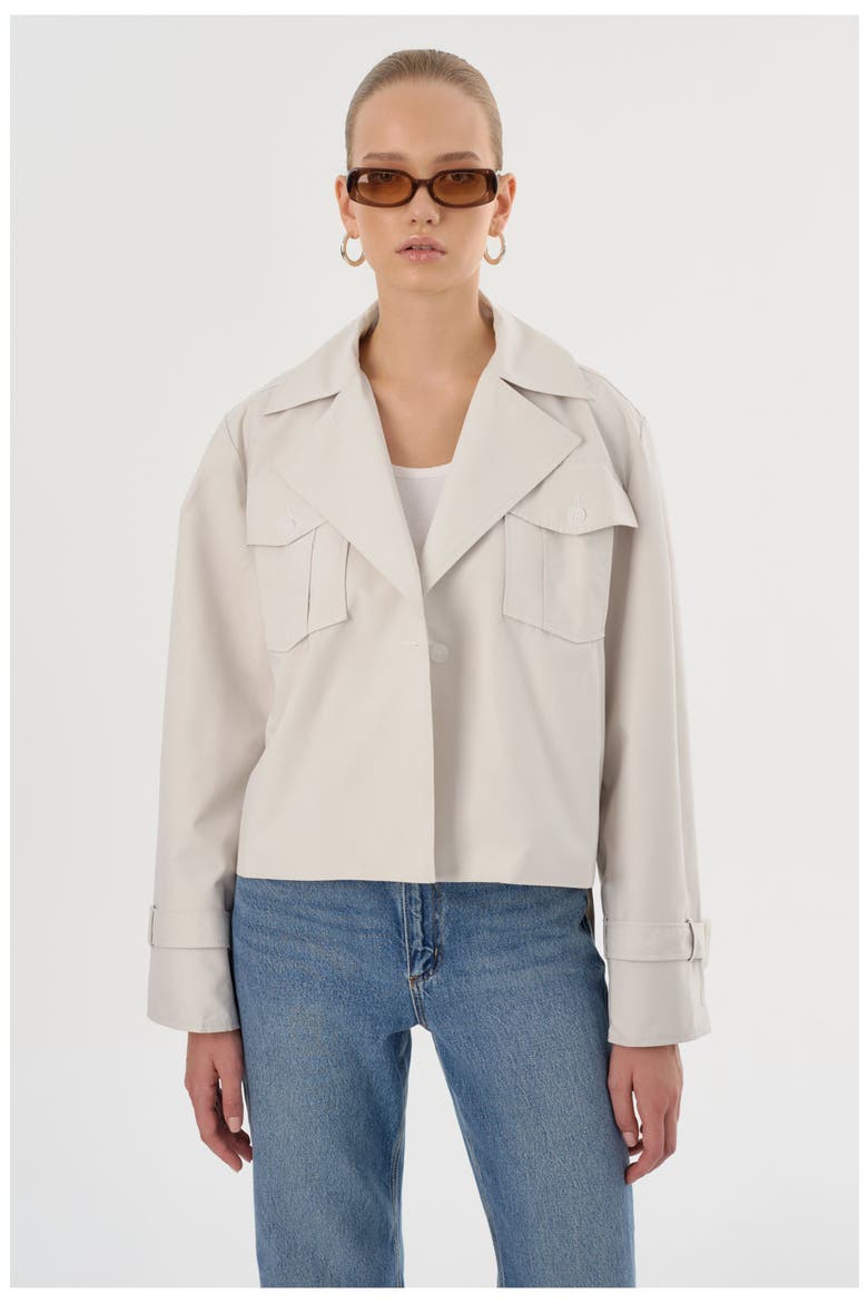 Quinn | Cropped Trench Coat, Alternate, color, Whisper White