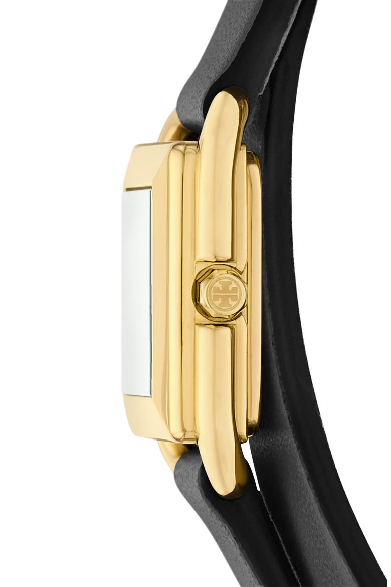 The Small Kira Double Wrap Leather Strap Watch, 18mm, Alternate, color, BLACK