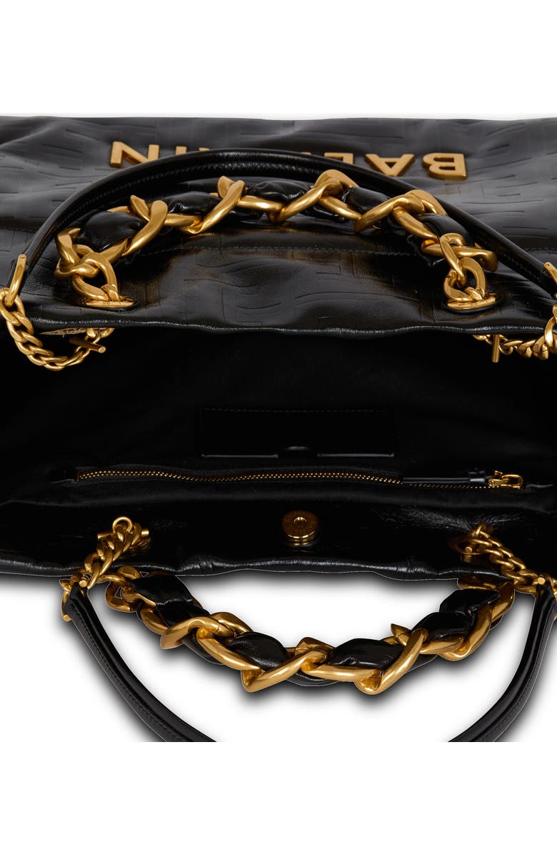 Balmain 1945 Monogram Embossed Soft Leather Tote, Alternate, color,