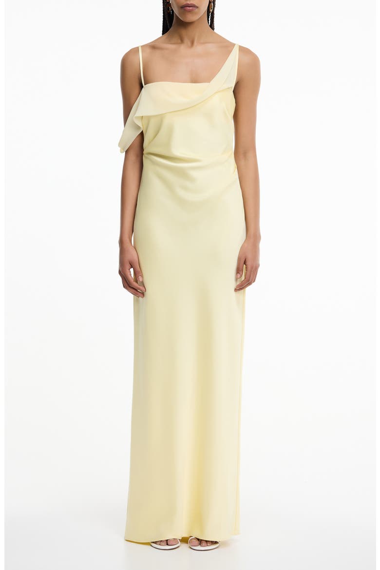 Devlyn Satin & Chiffon Gown, Main, color, BUTTER