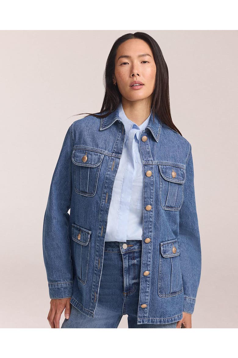 Denim Shacket, Alternate, color, Blue