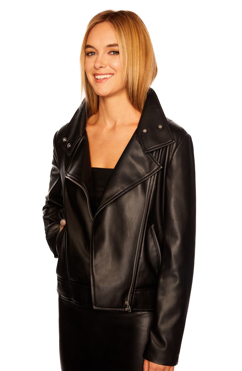 Susana Monaco Faux Leather Moto Jacket, Alternate, color,