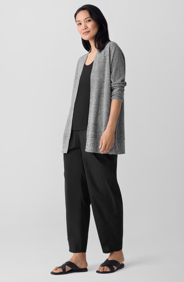 Eileen Fisher Organic Linen Blend Open Front Cardigan, Alternate, color, Black/ White