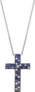 EFFY Sterling Silver Sapphire Cross Pendant Necklace