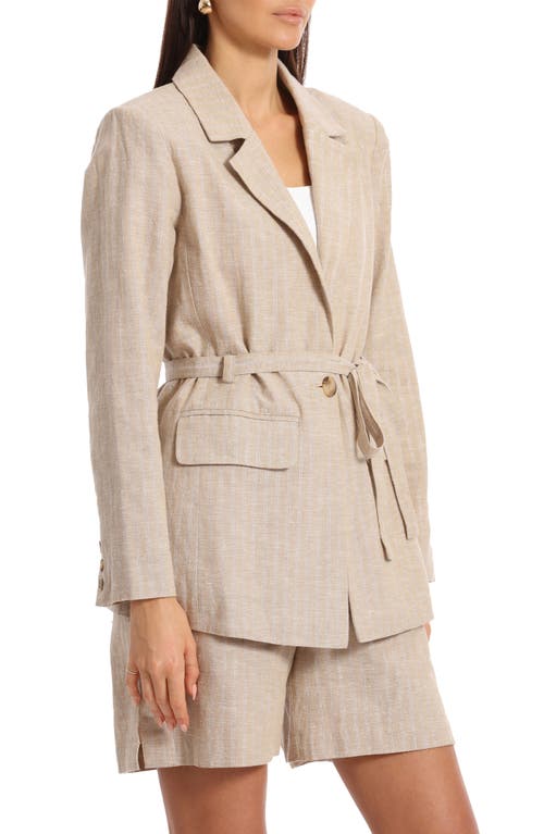 Bagatelle Belted Blazer Jacket In Sand Silver