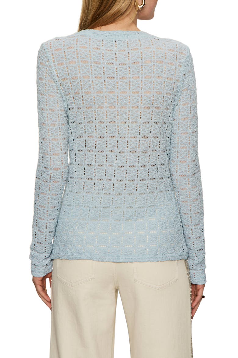 Perfect Long Sleeve Puckered Lace T-Shirt, Alternate, color, AQUAMARINE BLUE