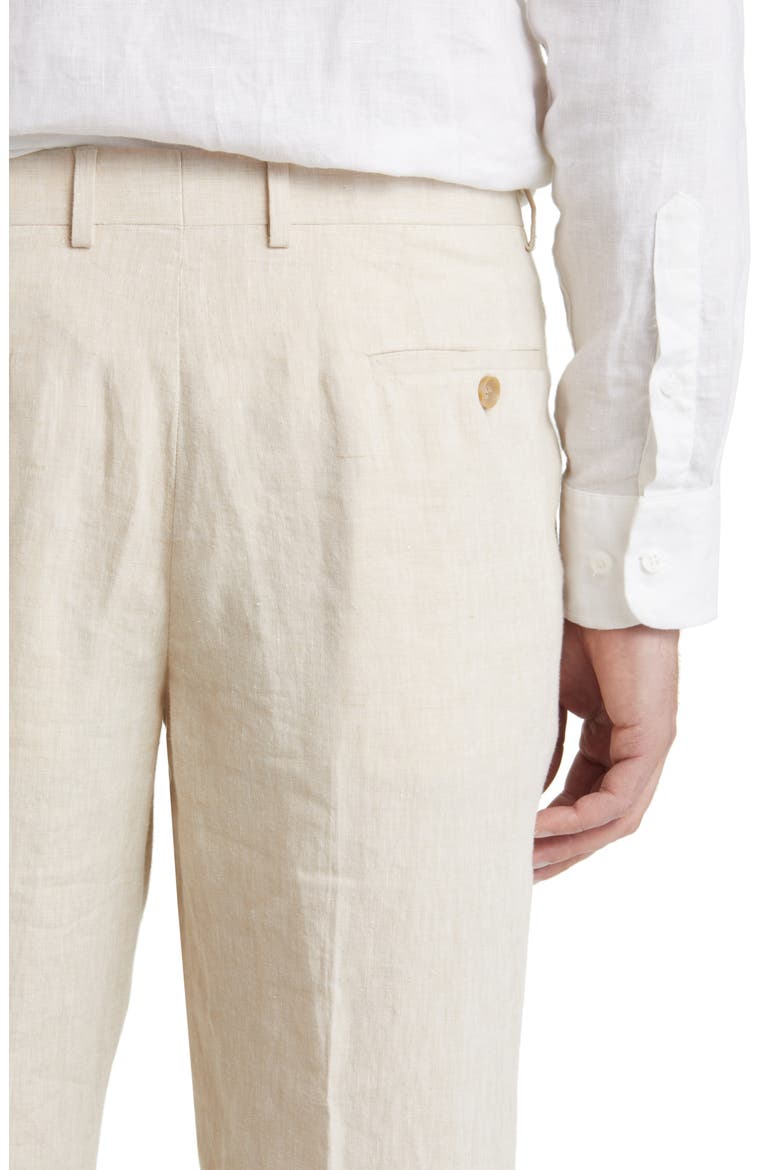 Trim Fit Linen Trousers, Alternate, color, TAN DESERT