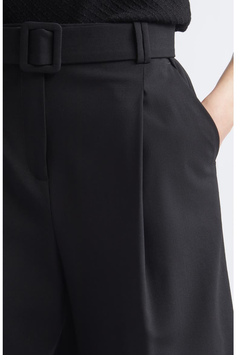 Belted Stretch Virgin Wool Shorts, Alternate, color, 22 BLACK