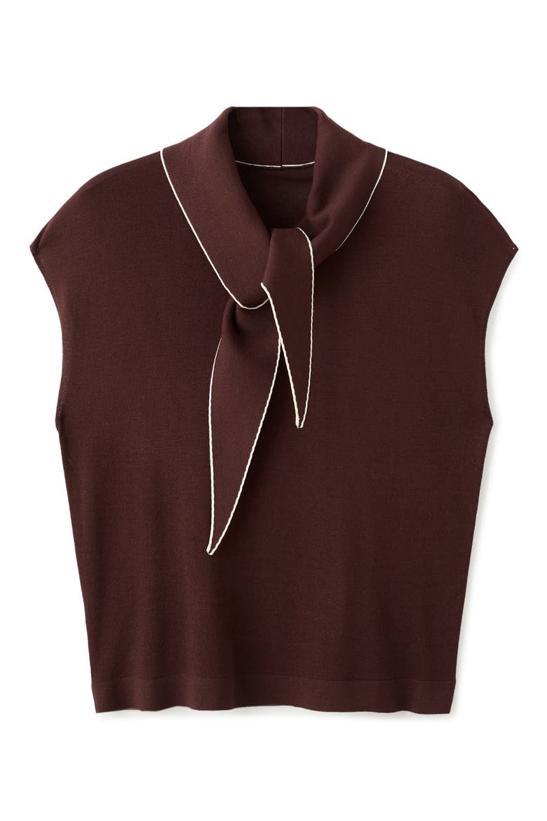 Bert Tie Neck Top, Alternate, color, CHOCOLATE