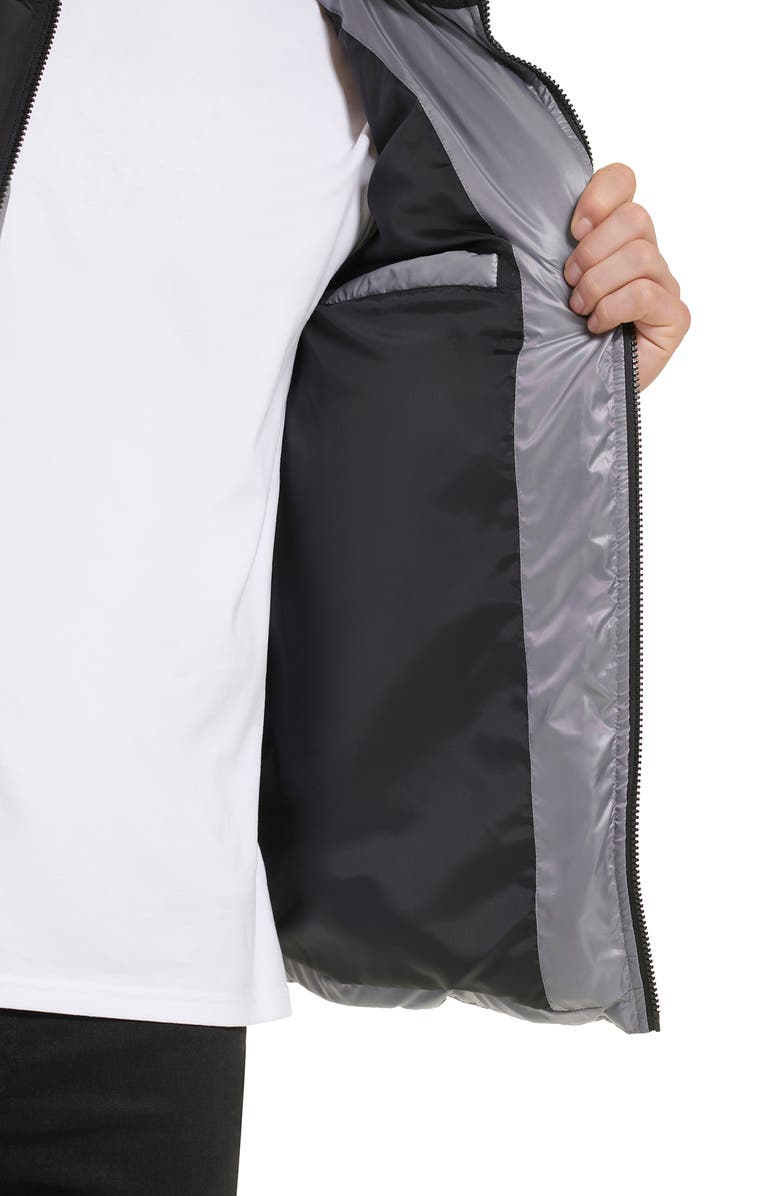 Kenneth Cole New York Colorblock Hooded Water Resistant Puffer Jacket, Alternate, color, Gumetal