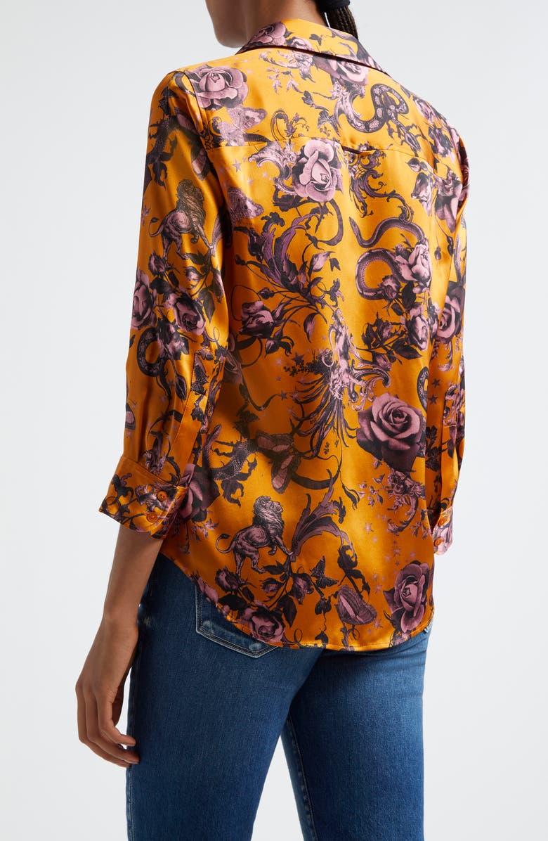 L'AGENCE Dani Floral Silk Charmeuse Blouse, Alternate, color, Desclay Multi Baroque Floral