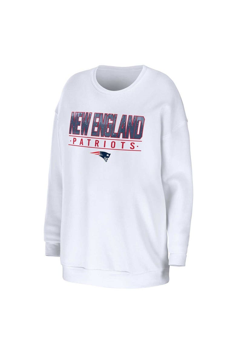 Women's WEAR by Erin Andrews White New England Patriots Domestic Pullover Sweatshirt, Alternate, color, White