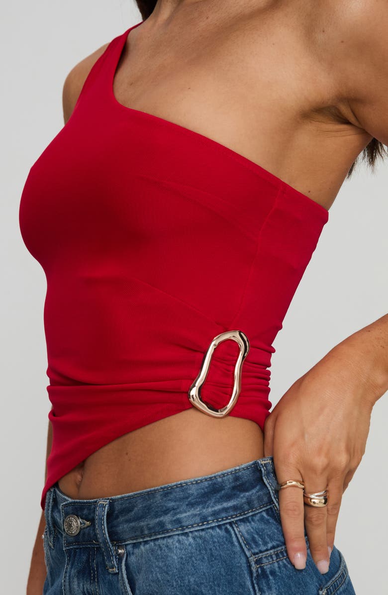 Princess Polly Machiatto One-Shoulder Asymmetric Jersey Top, Alternate, color, Red