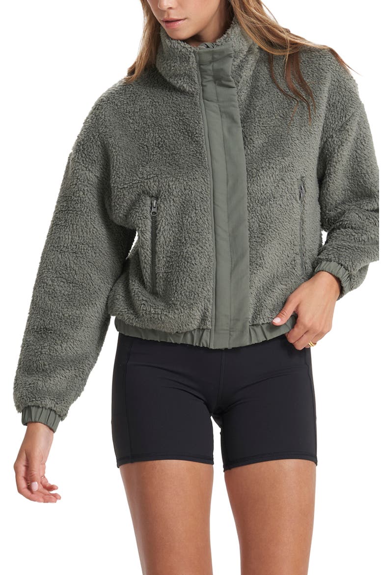 Cozy High Pile Fleece Jacket, Main, color, DUSTY PINE