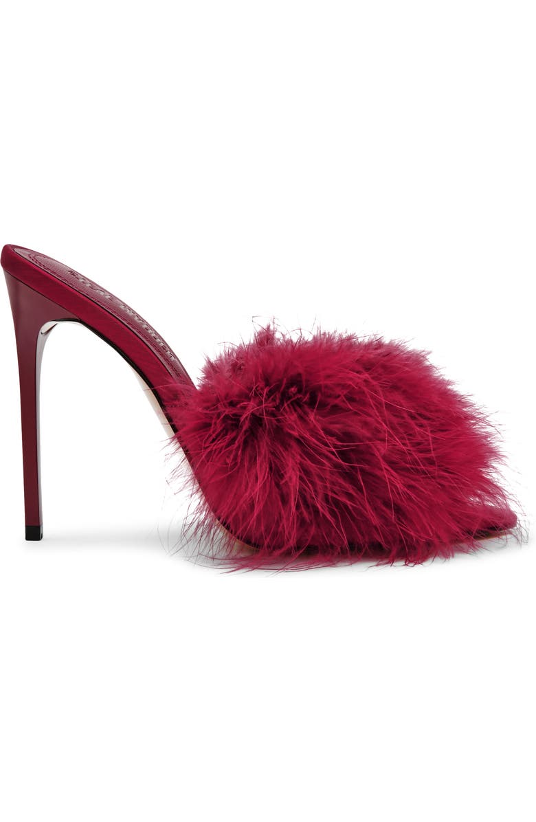 Steve Madden Ashbey Faux Feather Sandal, Alternate, color, Dark Red