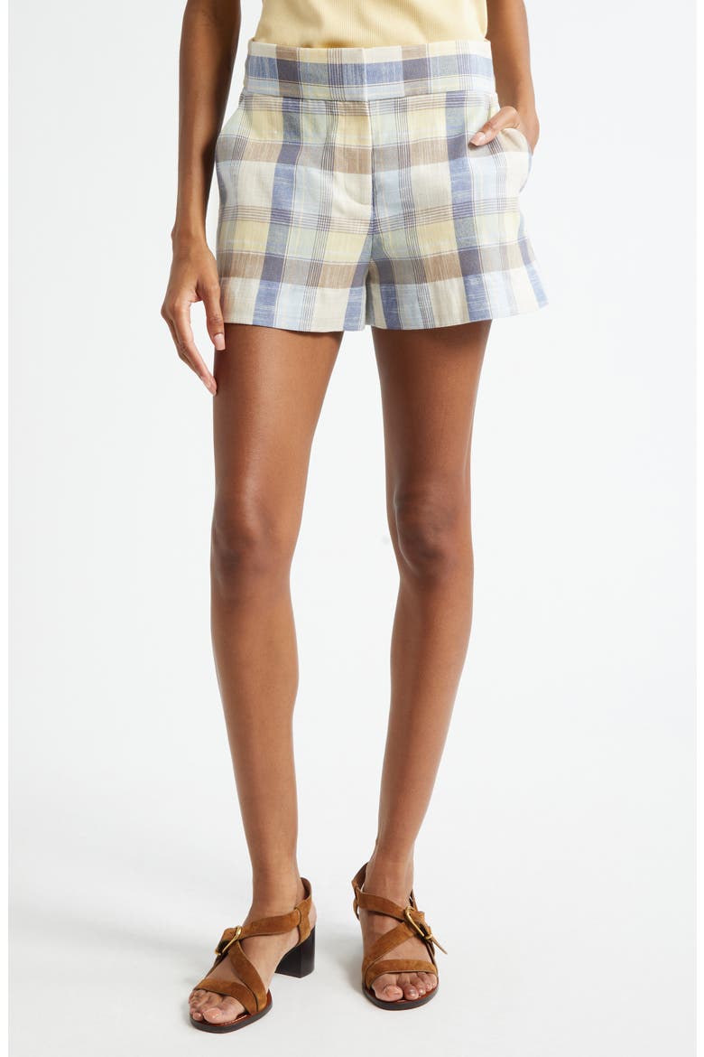 Allen Plaid Cotton Blend Shorts, Main, color, POWDER BLUE MULTI