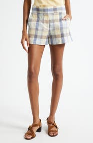 Veronica Beard Allen Plaid Cotton Blend Shorts