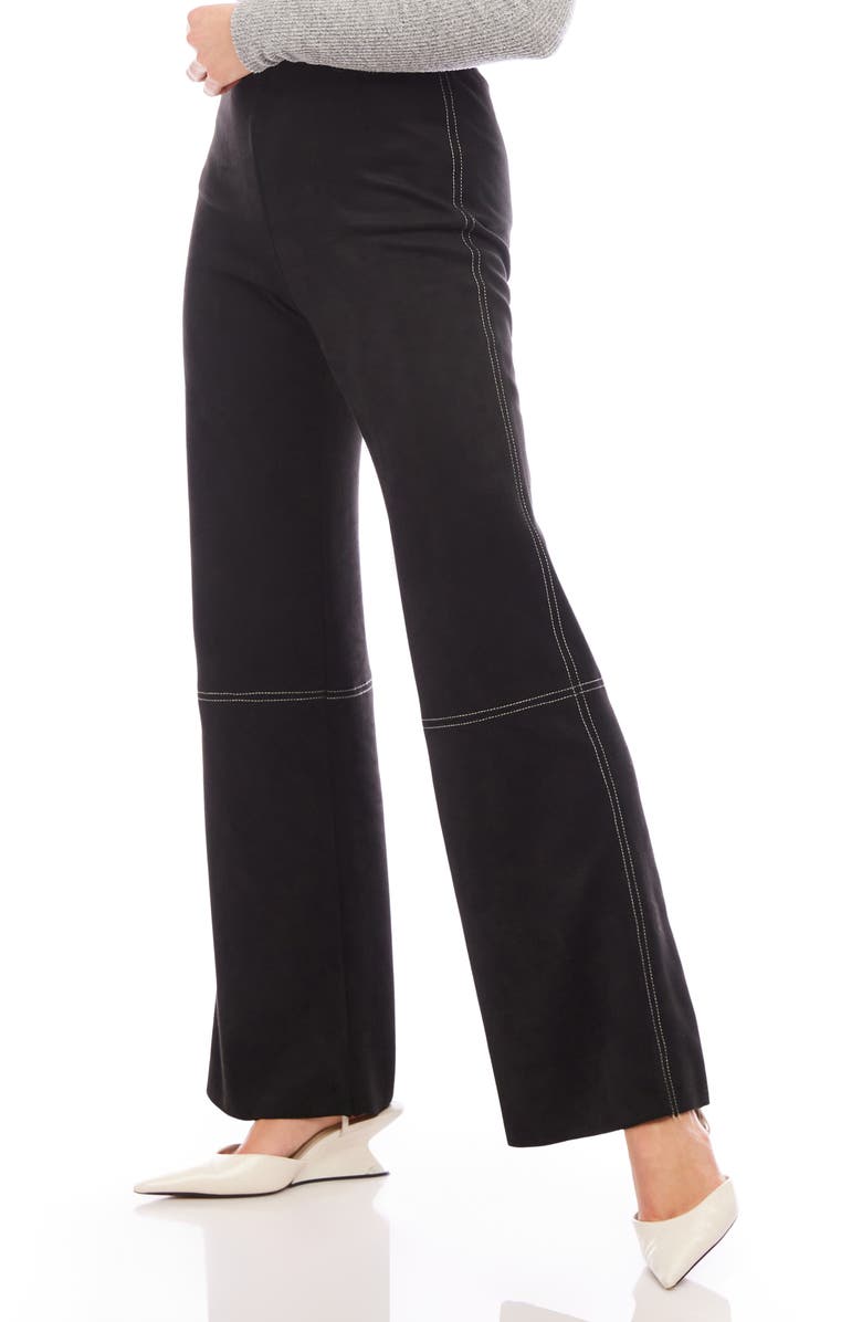 Karen Kane Contrast Stitch Stretch Faux Suede Wide Leg Pants, Alternate, color, 