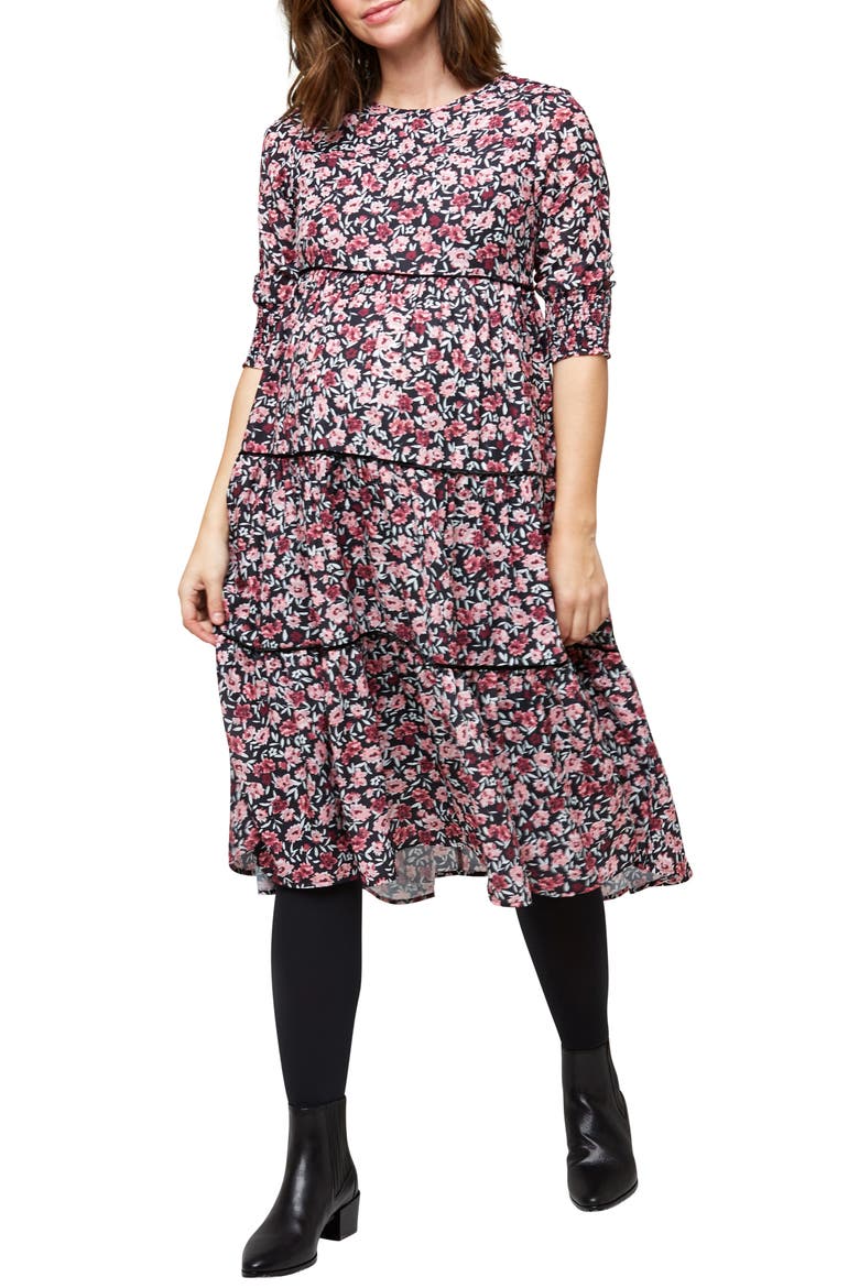 Aurora Maternity & Nursing Dress, Alternate, color, WINTER FLORAL