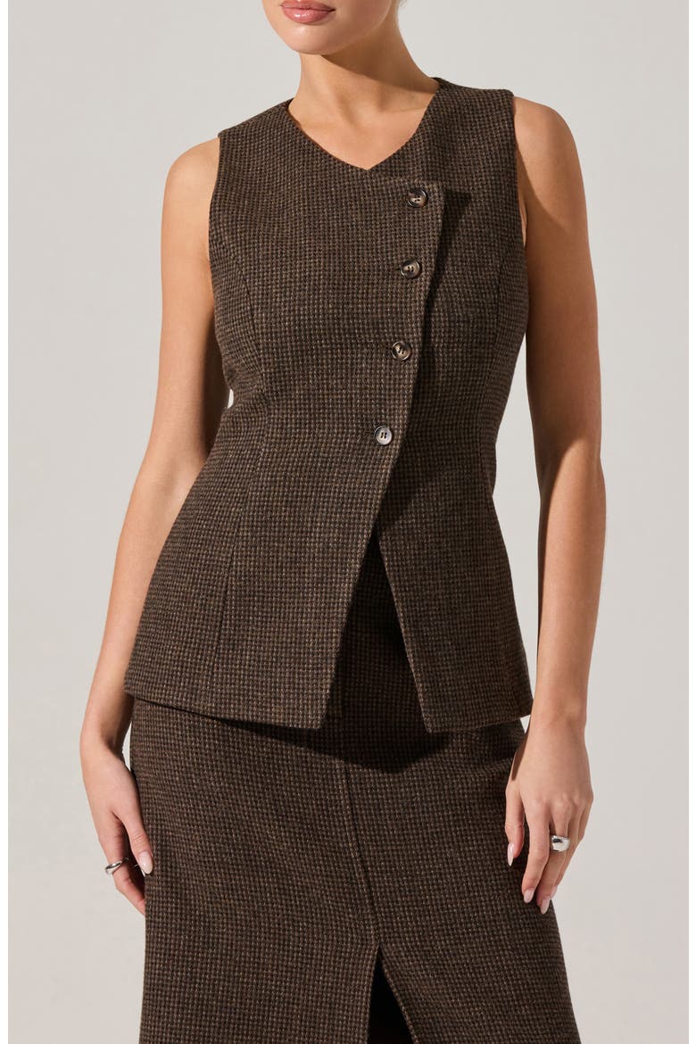 Sonja Plaid Wool Blend Vest, Main, color, BROWN PLAID