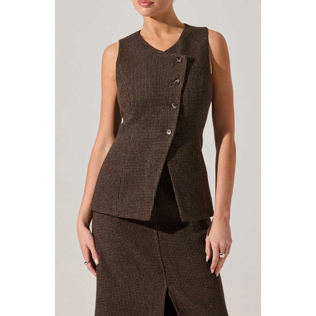 Astr The Label Sonja Plaid Wool Blend Vest In Brown