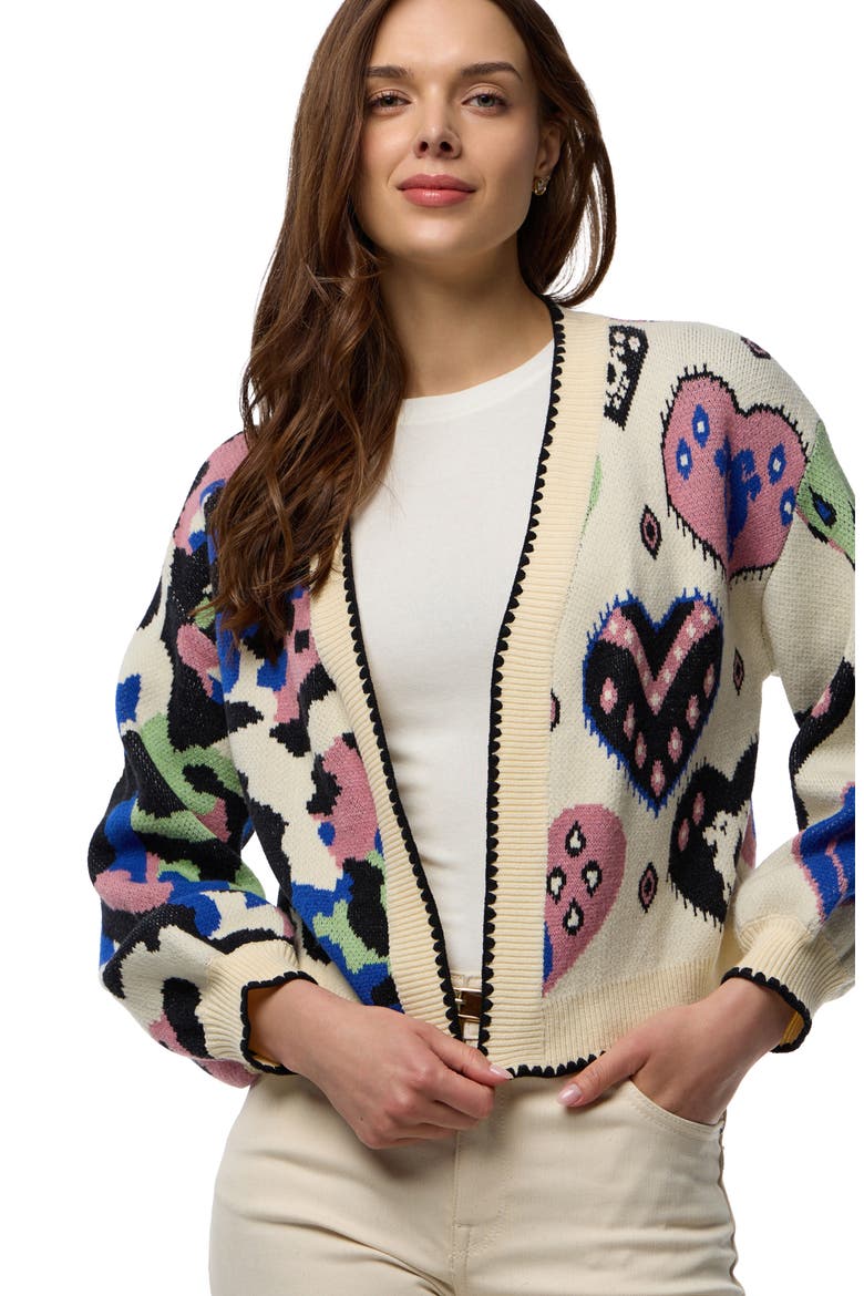 Wild Heart Crop Cardigan, Alternate, color, IVORY MULTI