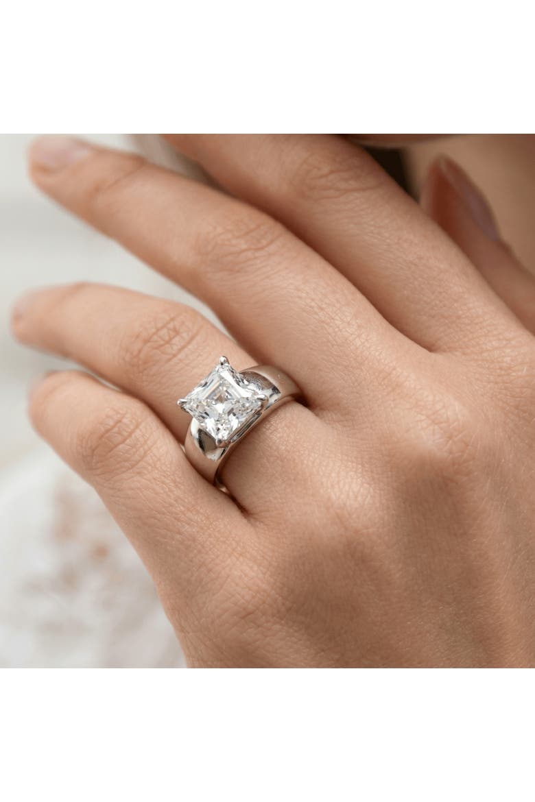 Certified 3Ct Asscher Cut Solitaire Cigar Band 14k Gold or Platinum Lab Grown, Alternate, color, 14k Yellow Gold