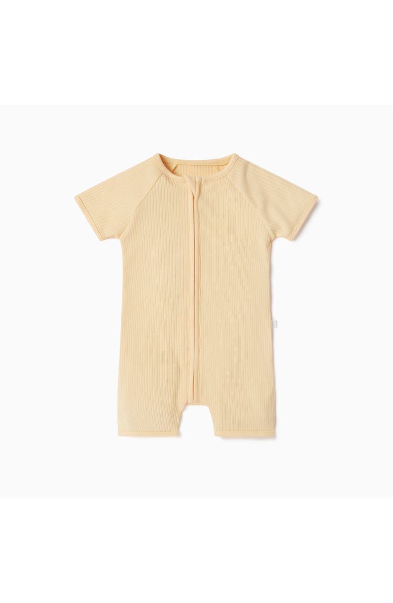 MORI Ribbed Summer Zip-Up Sleepsuit, Main, color, Yellow