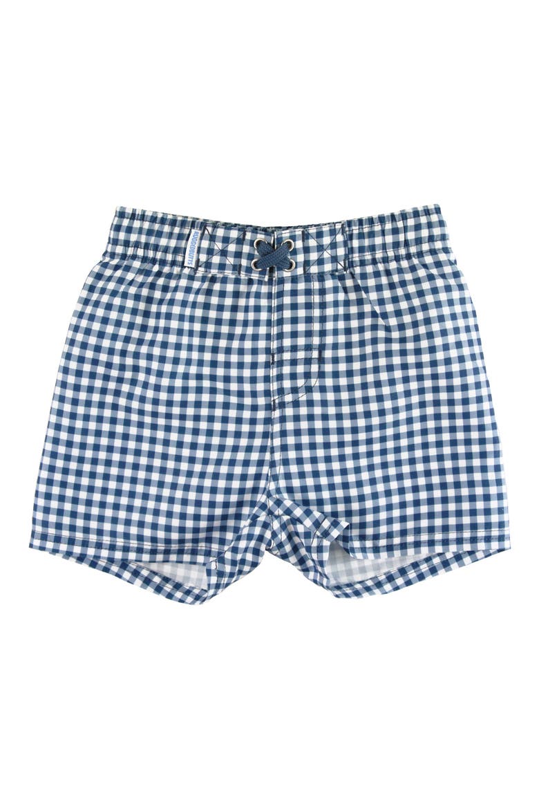 Kids' Gingham Check Swim Trunks, Main, color, NAVY GINGHAM