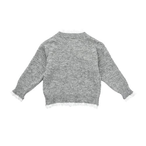 Sweet Cactus Lace-bow Top With Tiered Skirt In Gray