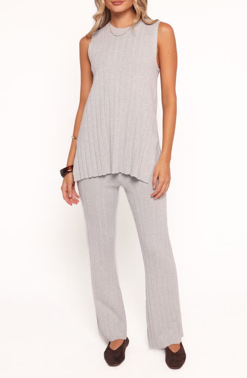 Silvie Wide Rib Sweater Tank & Straight Leg Pants Set