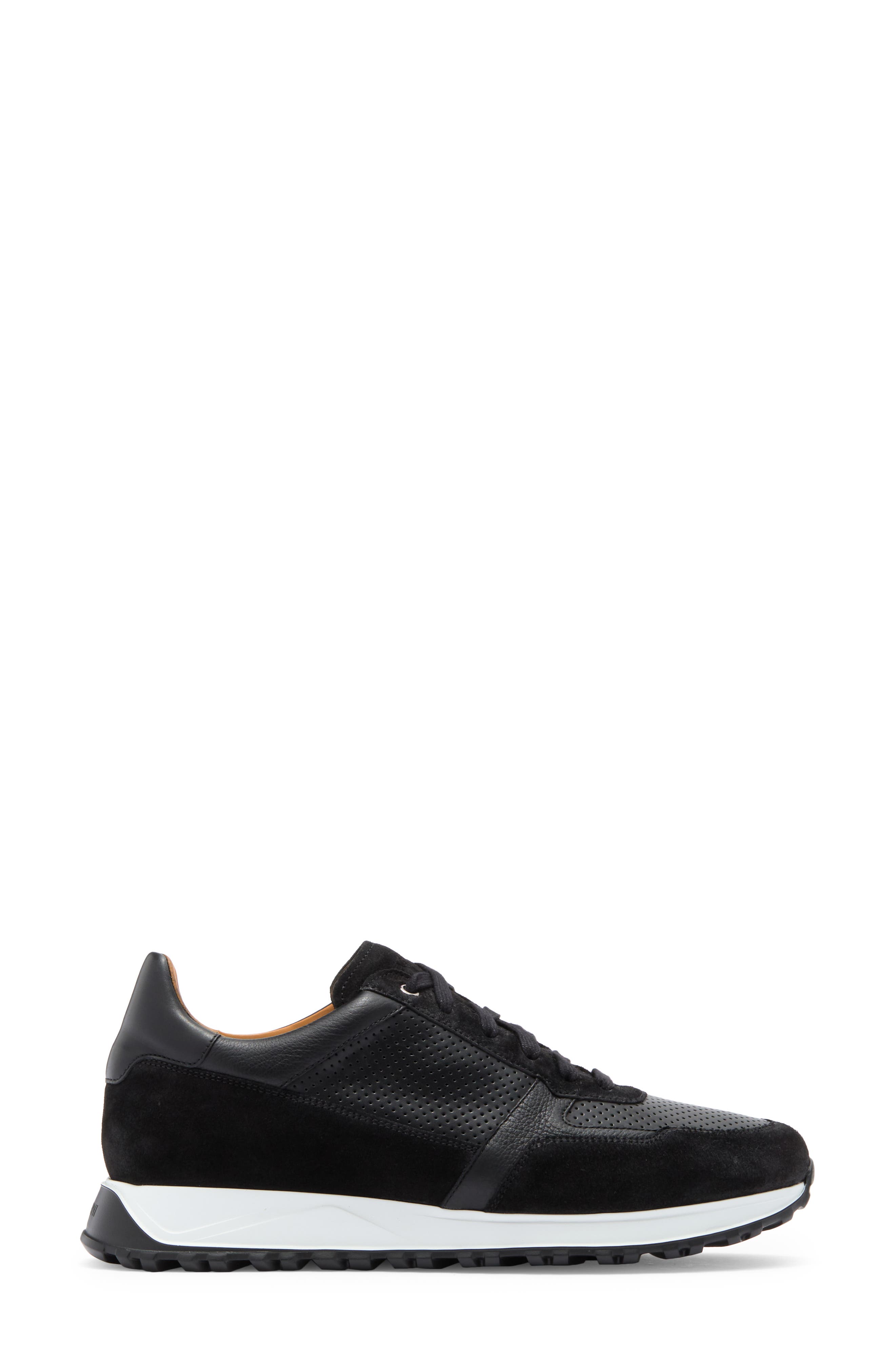 Magnanni Fado Perforated Sneaker, Alternate, color, Black / Black