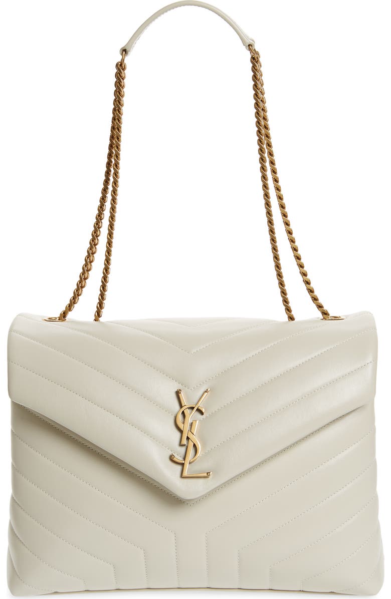Saint Laurent Medium Loulou Matelassé Leather Shoulder Bag, Main, color, Crema Soft