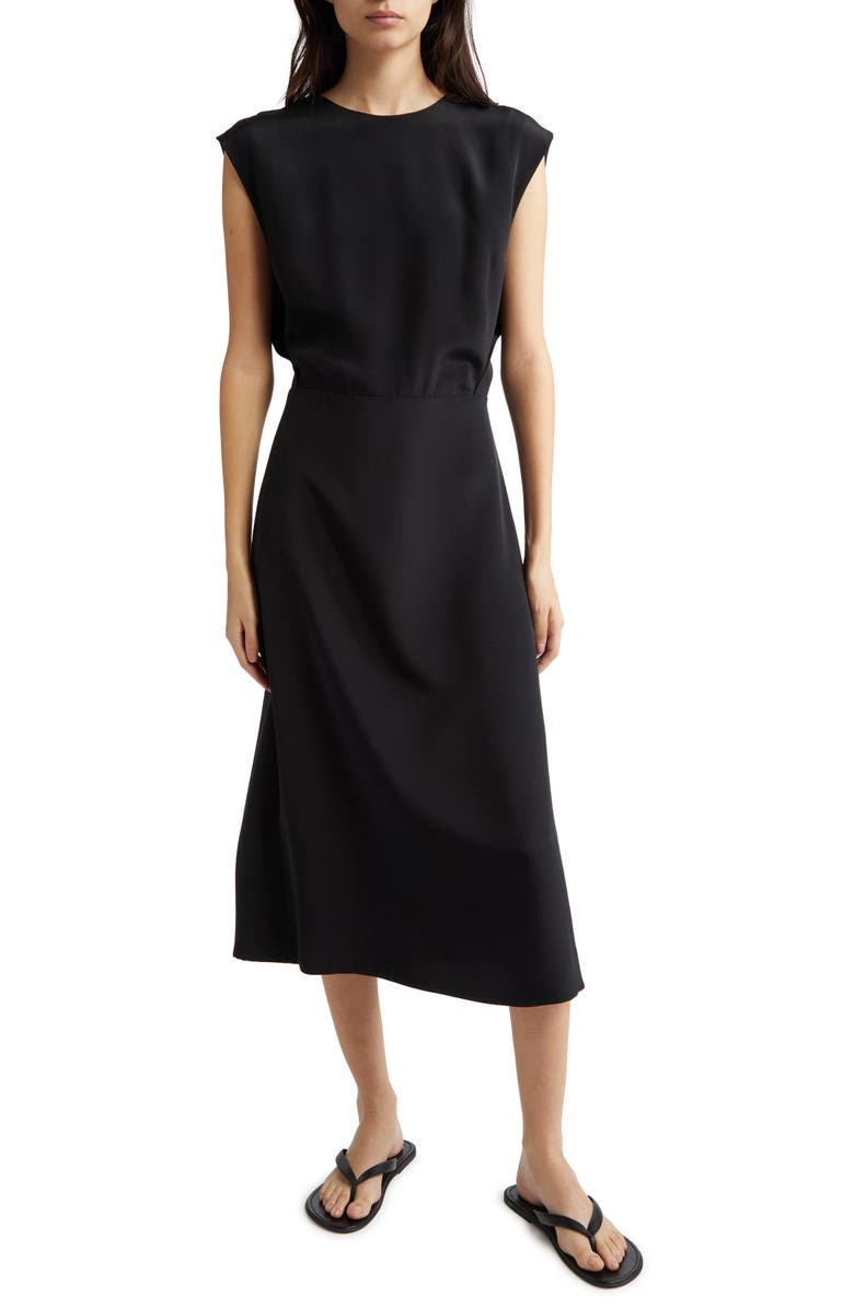 PARTOW Serena Silk Midi Dress, Main, color, Black