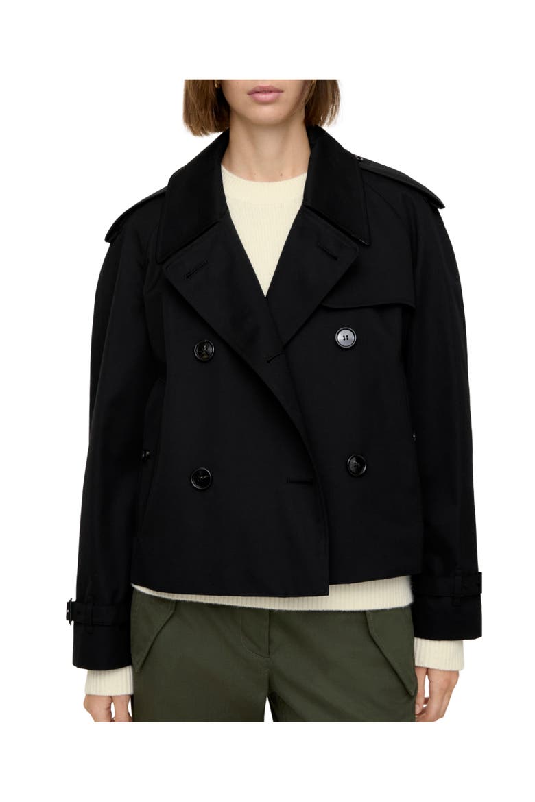 Cropped Gabardine Mayfair Trench Jacket, Alternate, color, Black