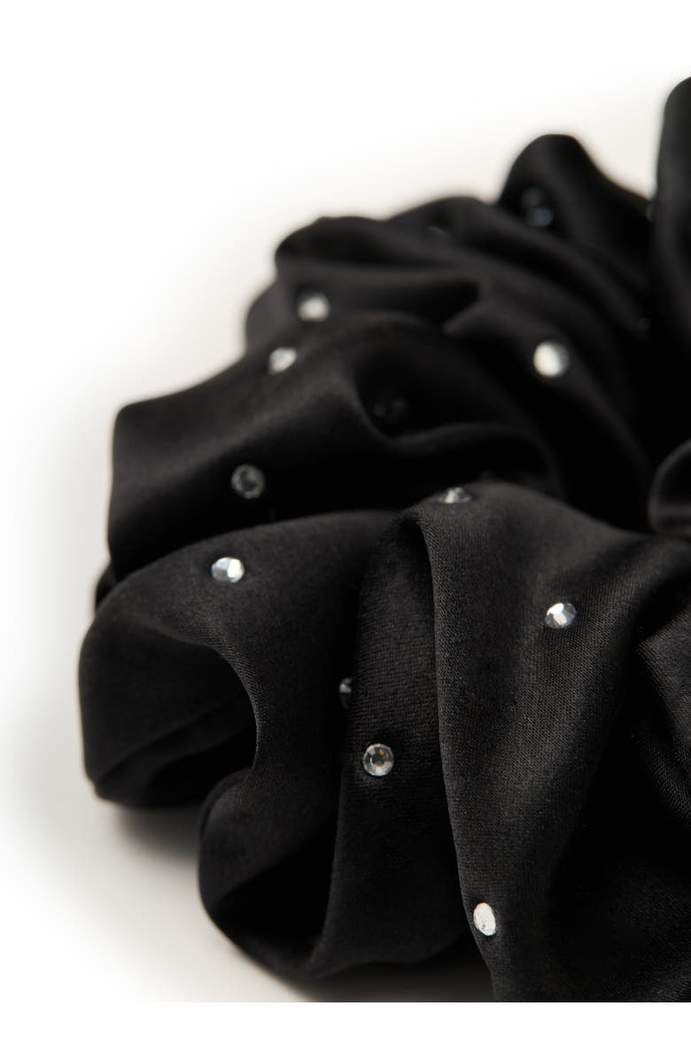 Crystal Twinkle Silk Scrunchie, Alternate, color, Black