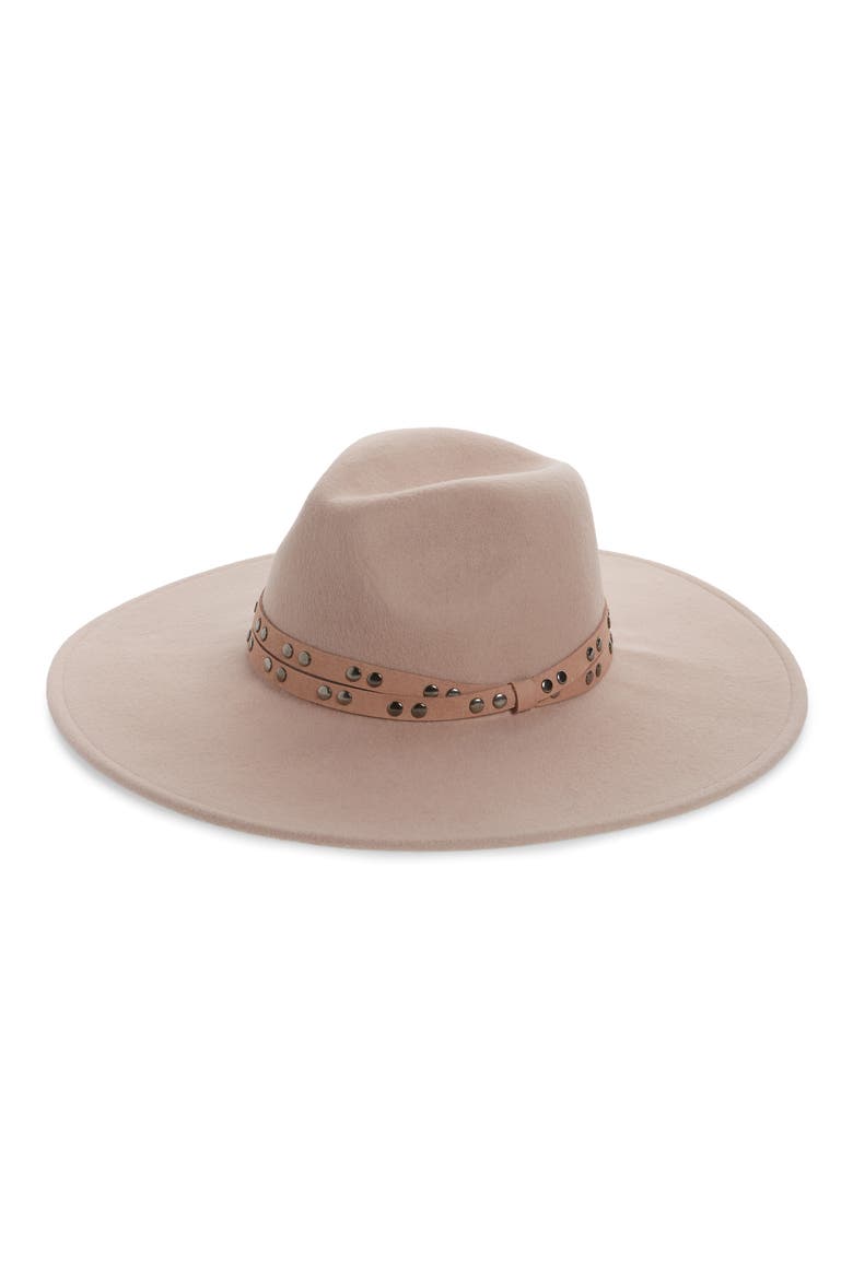 Studded Band Felted Wool Panama Hat, Main, color, TEAROSE LIGHT
