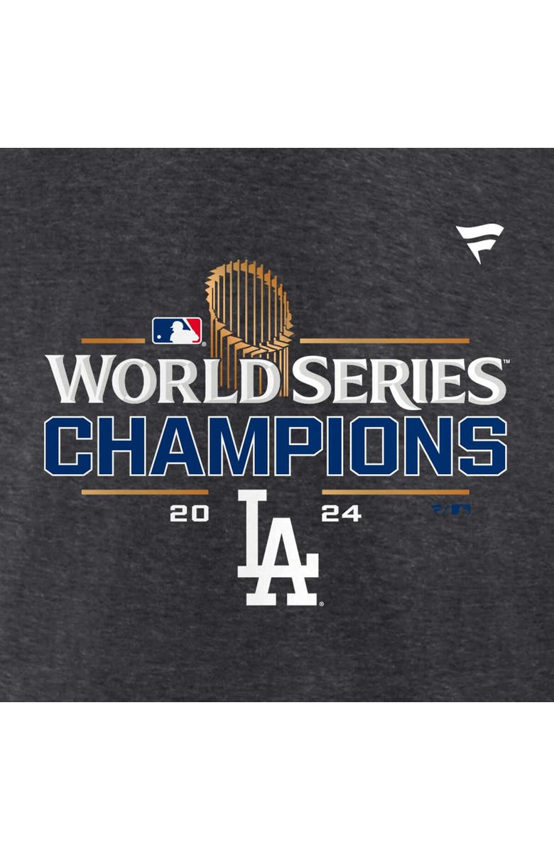 FANATICS Men's Fanatics Heather Charcoal Los Angeles Dodgers 2024 World Series Champions  Extended Sizes Locker Room T-Shirt, Alternate, color, 