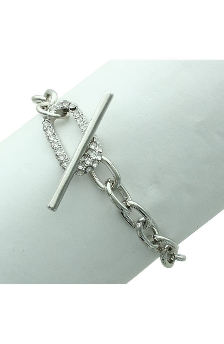 OLIVIA WELLES Krystal Toggle Bracelet, Alternate, color, Silver / Clear