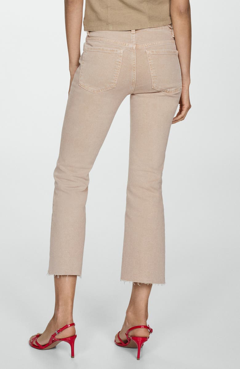 MANGO Sienna Raw Hem Crop Flare Jeans, Alternate, color, Sand