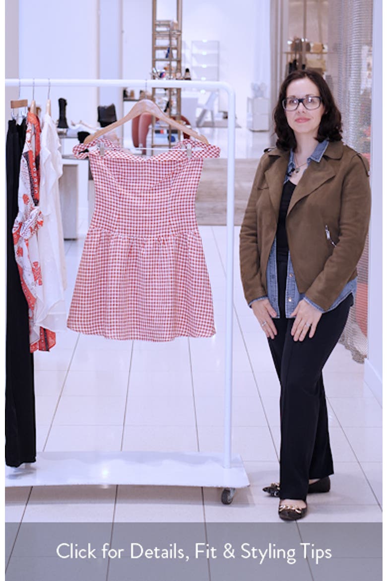 Sora Gingham Off the Shoulder Linen Minidress video