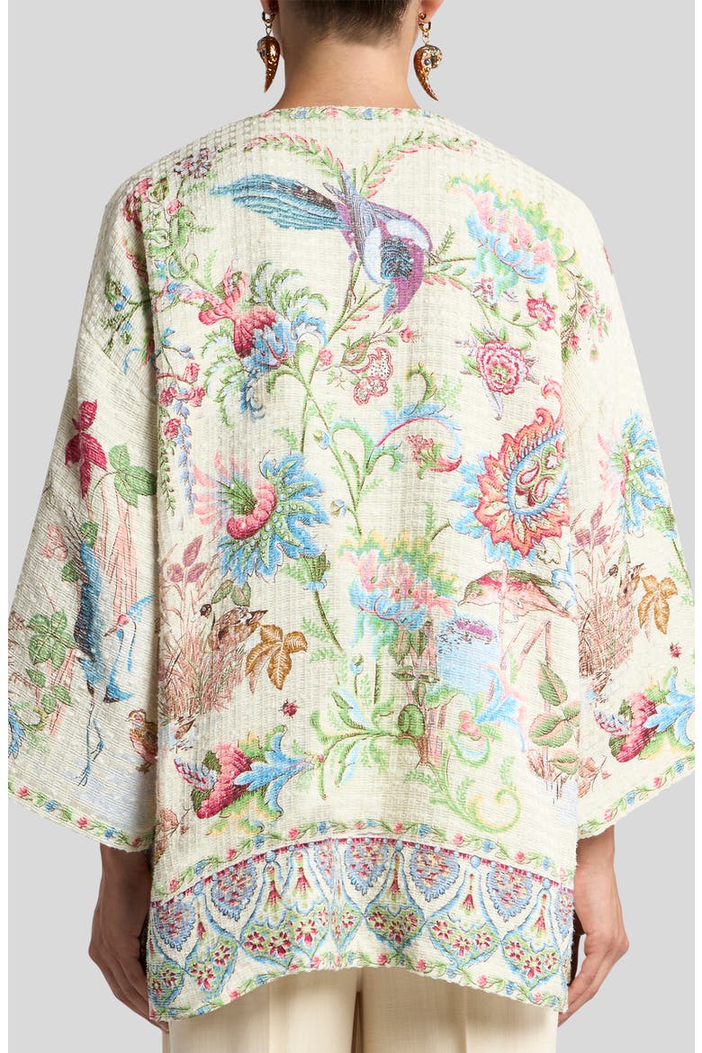 Kesa Side Slit Cotton Blend Jacket, Alternate, color, PRINT ON WHITE BASE