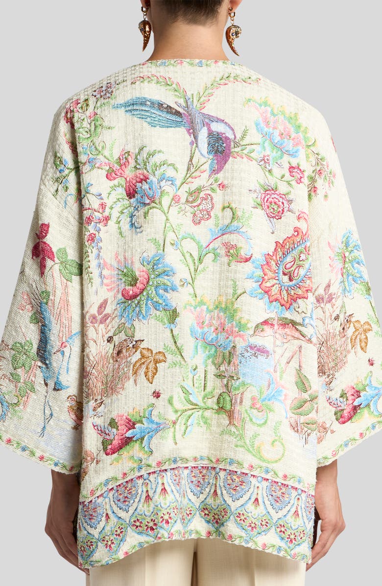 Etro Kesa Side Slit Cotton Blend Jacket, Alternate, color, Print On White Base